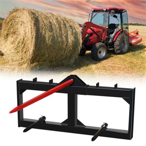 used hay spear for skid steer|bale spear quick attach.